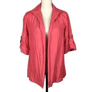 Lafayette 148 Metallic Coral Open Front Jacket with 3/4 Length Sleeves